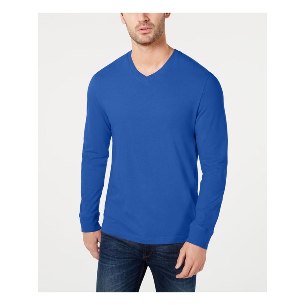 CLUBROOM Mens Blue Moisture Wicking T-Shirt L
